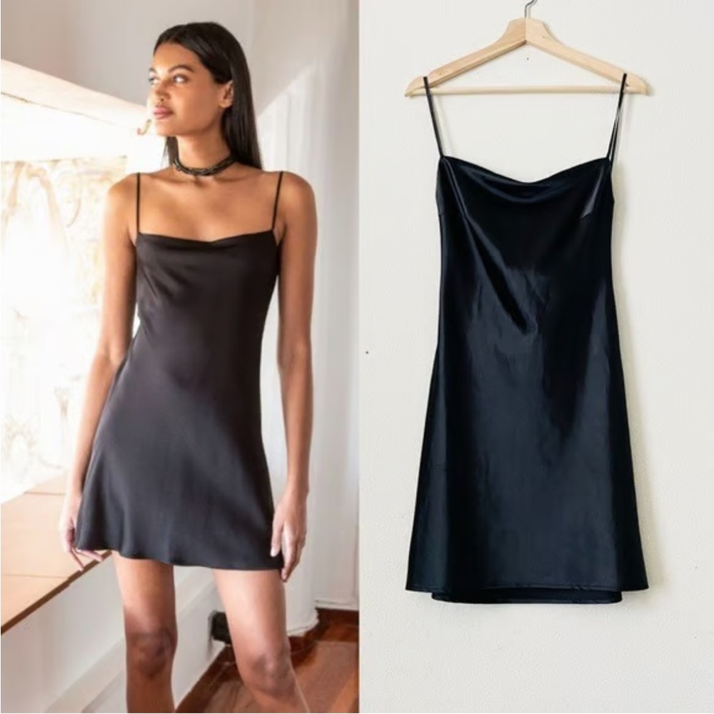 Princess Polly Black Satin Dress